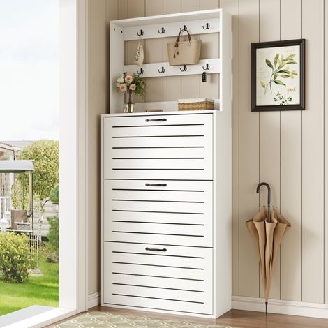 mobile contenitore 70x25x165 ganci scarpiera bianco OKMYHOME (1/5)