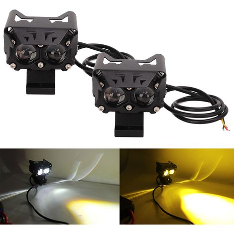 Paar universelle 12-20V 120W LED-Motorradscheinwerfer, zweifarbig, Doppellinse, für Kawasaki Ninja 400 (1/5)