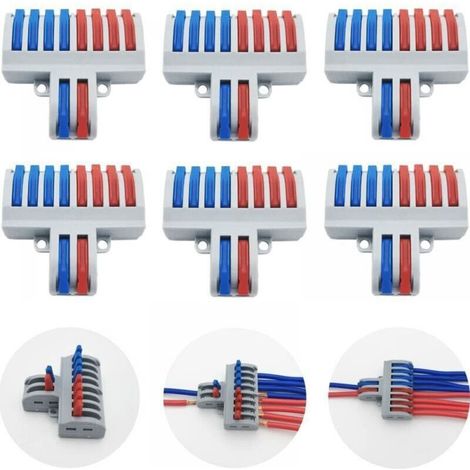 Connection Terminals, SPL-82 6 Pcs Electrical Connectors, Lever-Nut Wire Connectors, Compact Wire Connector (2 in 8 out) (1/5)