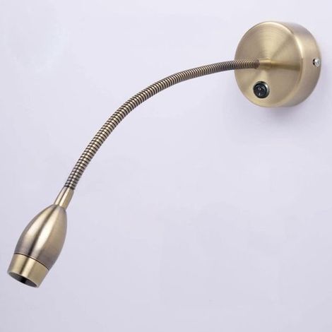 Lámpara de lectura de 3 W，luz blanca cálida de 3000 K，lámpara de mesita de noche flexible de 360°，1 pieza dorada (1/2)