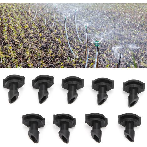 Boquillas de riego POM, paquete de 100 unidades, chorro de 360°, diámetro de 2,4 a 3,6 m, para jardines, plantas y patios. (1/5)
