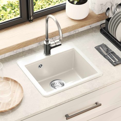 vidaXL Lavello Bianco 470 x 440 mm Granito