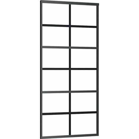 Maison Exclusive - Porta Scorrevole in Vetro ESG e Alluminio 90x205 cm Nera