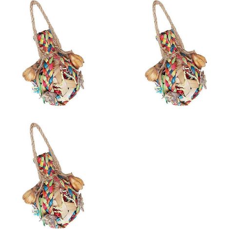Lot de 3 grands jouets à mâcher sphériques pour perroquets, compatibles avec les aras, les perruches ondulées, les pinsons et les cacatoès. (1/5)