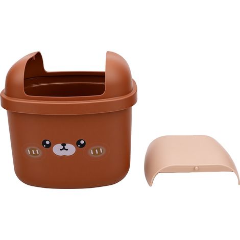 Poubelle de bureau de dessin animé, Mini poubelle à rabat, ours mignon en plastique PP, petite Table, conteneur de déchets pour bureau, dortoir (1/5)