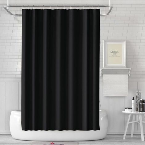 Tenda da doccia antimuffa - Plastica - Impermeabile e lavabile - Realizzata in PEVA - Con 12 anelli per tenda da doccia - 180 x 200 cm - Nera (1/4)