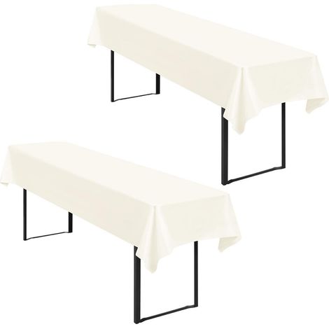 2er-Pack Tischdecke Bierzeltgarnitur 100x250cm Elfenbein wasserdicht & faltenfrei