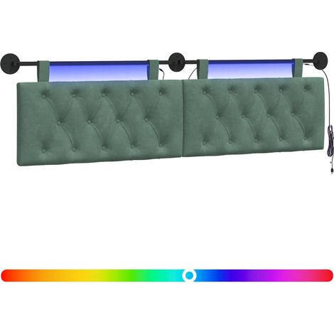 Cabecero colgante Con luz LED Verde Mar Terciopelo vidaXL (1/5)