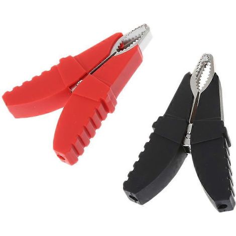 2 Stück rote und schwarze isolierte Krokodilklemmen vom Typ Butterfly für Prüfzwecke C