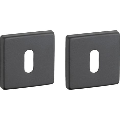 Ensemble de rosaces carrées Zibel, 50x50mm, trou de clé, noir mat - (1/2)