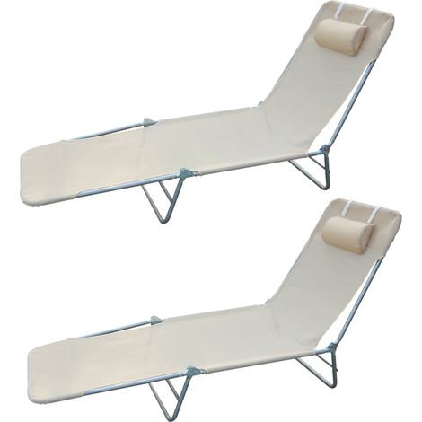 klappbare Sonnenliegen mit 4-fach verstellbarer Rückenlehne, Metall und Netzgewebe, Beige