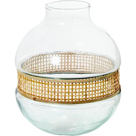 Vase en Verre avec Osier Transparent et Naturel 13 x 13 x 16 cm (1/2)
