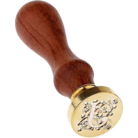 Bâtonnet de cire à lettres alphabet gravées et élégantes avec manche en bois pour loisirs créatifs-J