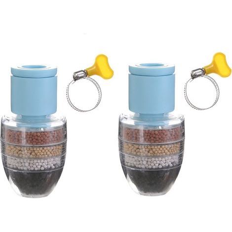 2-teiliger Wasserhahnfilter, 6-stufige Filtration, Gummiadapter, Chlorreduzierung, für Küche und Bad (1/5)