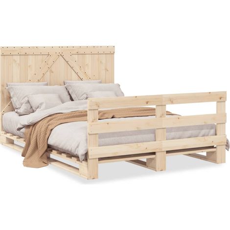 Cadre de lit avec tête de lit 140x200 bois de pin massif