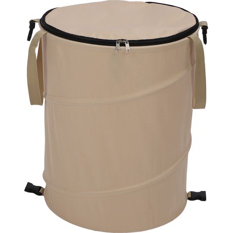Camping Trash Can with Zippered Lid 24 Gallons Large Capacity Foldable Portable Garden Garbage Container for Outdoor Picnic Coffee M (1/5)