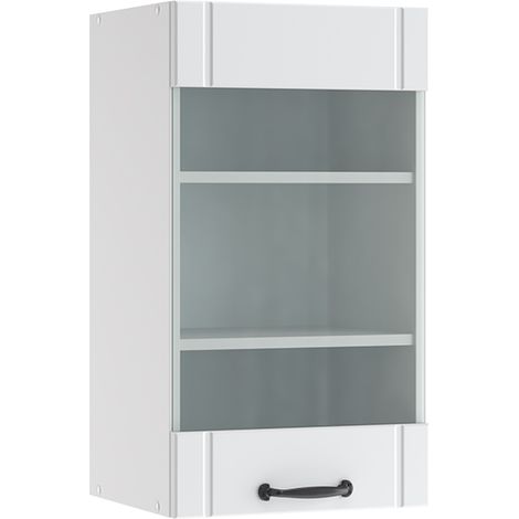 Mobile da cucina in vetro Fame-Line, Bianco rustico, 40 cm, Vicco (1/5)
