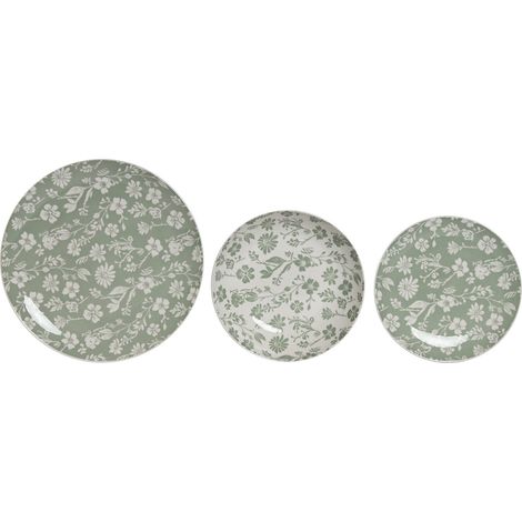 Vajilla Set 18 Porcelana 27X27X2 Floral Verde (1/4)