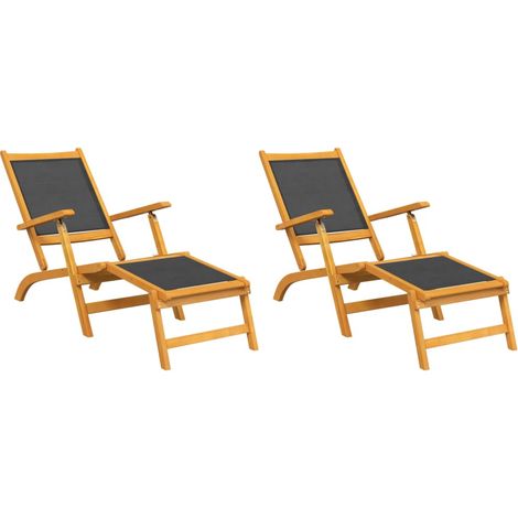 Chaises longue,Bain de soleil,Transats d'extérieur lot de 2 Acacia massif et textilène CFW84292 (1/5)
