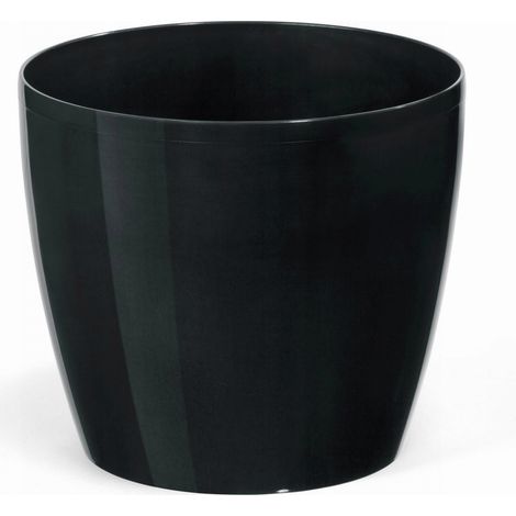 Vaso in plastica nera con coperchio, 12 cm, Magnolia