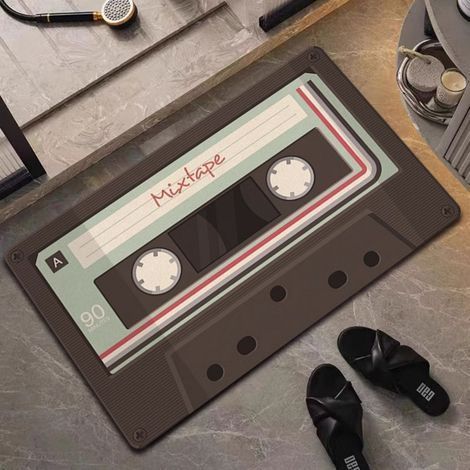 LAN Magnetband – 12 x 4060 cm (Kieselgur) Retro-Fußmatte aus Kieselgur, inspiriert von Musikkassetten und Schallplatten. Rutschfeste Badematte, Fußmatte (1/5)