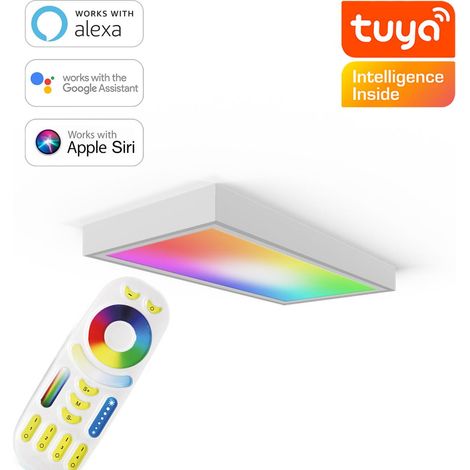 RGB+CCT LED Panel 60x30cm inkl. MiBoxer Smarthomesteuerung 24W 24V Rahmen weiß - Panelmontage: Aufbaurahmen Click weiß