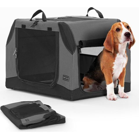 Hundetransportbox faltbar für Auto, Kofferraum & Rückbank, Grau, Größe M (1/5)