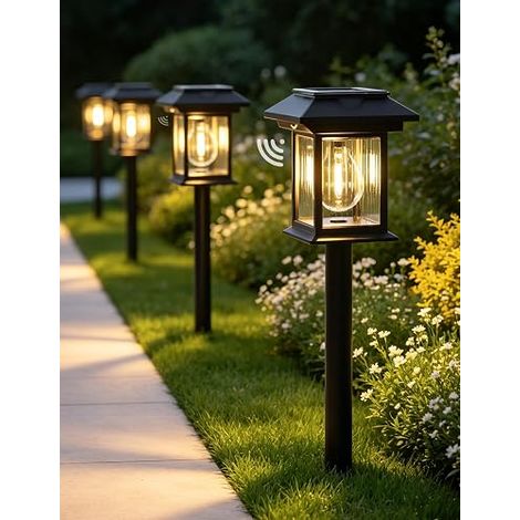 Set of 4 Solar Outdoor Garden Light Sensor USB Charging (1/5)