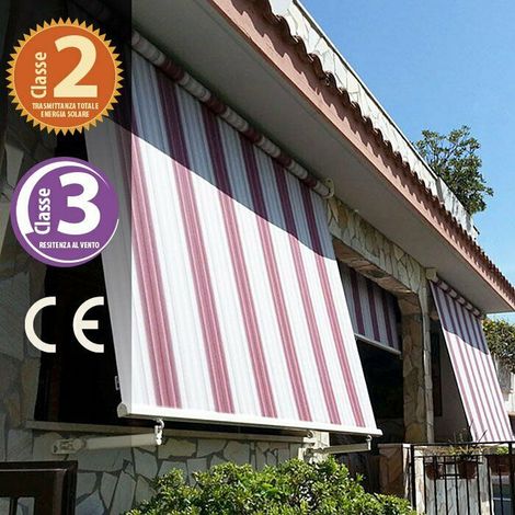 TENDA DA SOLE A CADUTA cm.300 x H.250 - bordeaux/crema (1/10)