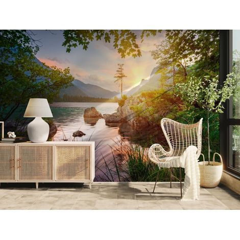 Papier peint paysage – Lac et forêt naturelle - 150 x 250 cm (1/2)