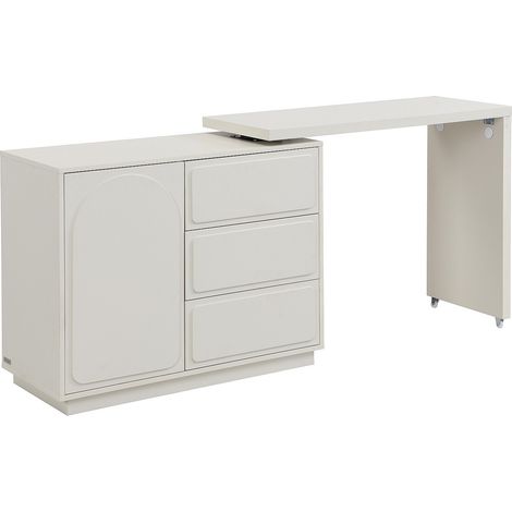 Toeletta con angolo girevole 3 cassetti e 1 anta MDF Beige VELANTO