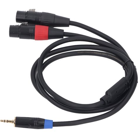 Câble répartiteur en Y double XLR femelle vers jack 3,5 mm, adaptateur XLR vers jack 3,5 mm stéréo pour microphone, compatible avec table de mixage et lecteur CD, 2 m / 6,6 pi (1/5)