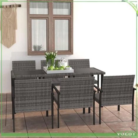 Ensemble de salle à manger de jardin - FAFEICY - 3065715 - Résine tressée gris - 6 places - Structure acier (1/5)
