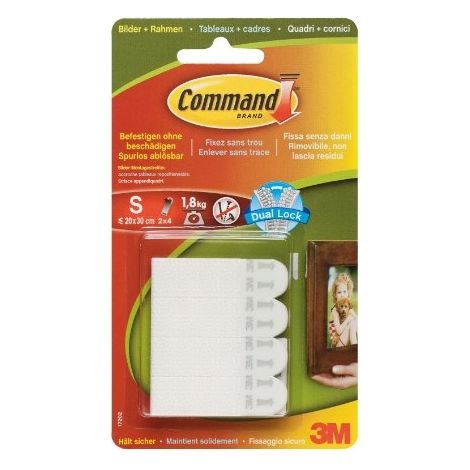 Bande auto-agrippante 8 pièces – Charge max 1,8 kg – Dimensions 5,5 x 1,5 cm – Fixation sans résidu sur murs, carrelage, métal – Command (1/6)