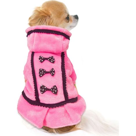 1 robe pour animaux, en flanelle, ouverture laisse, rose, pour chihuahua et petits chiens (1/5)