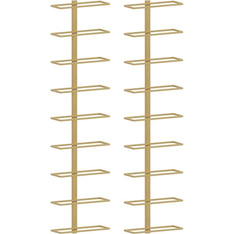 vidaXL Botellero de pared para 9 botellas 2 unidades hierro dorado (1/2)