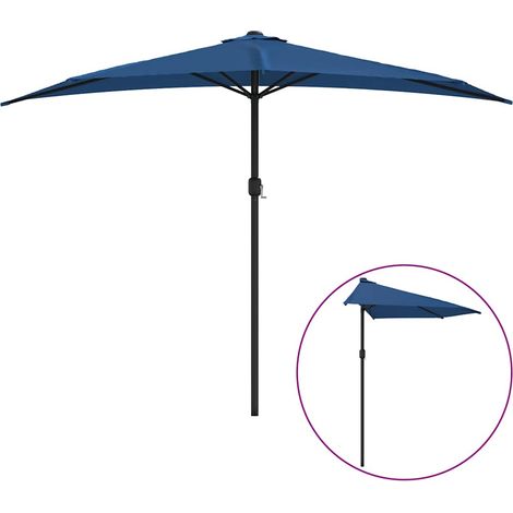 Maison Exclusive - Parasol de balcon avec mât en aluminium Bleu 300x155x223cm Demi (1/5)