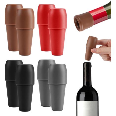 8 Pièces Bouchons de Vin Colorées pour Bouteille De Vin, Bière, Champagne  4 Couleurs Bouchons à Vin Réutilisables en Silicone Élastique, Boisson Scelleur de Bouteilles Remplacement Par Grip Top (1/5)