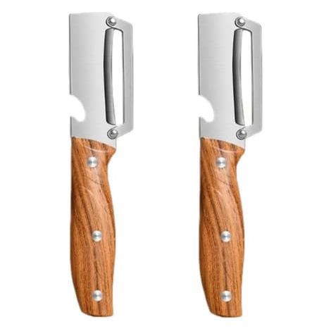 Éplucheur à pommes de terre et à légumes (lot de 2) – Acier inoxydable avec manche ergonomique en bois (1/5)
