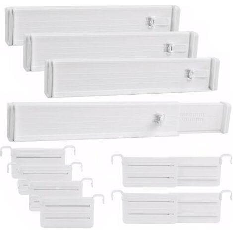 Lot de 10 Séparateur Tiroirs, Réglable 33-58,5 cm, Plastique ABS, Organisateur Tiroir, Pour Cuisine Chambre Bureau (1/5)