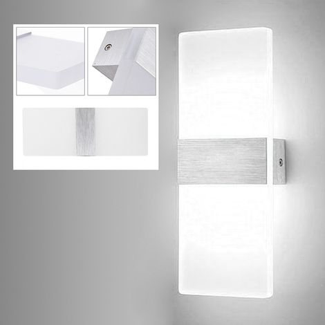 Randaco LED Wandleuchte Eckig Badlampe Wandlampe Innen Wandbeleuchtung Flurlampe Außen 12W Weiß