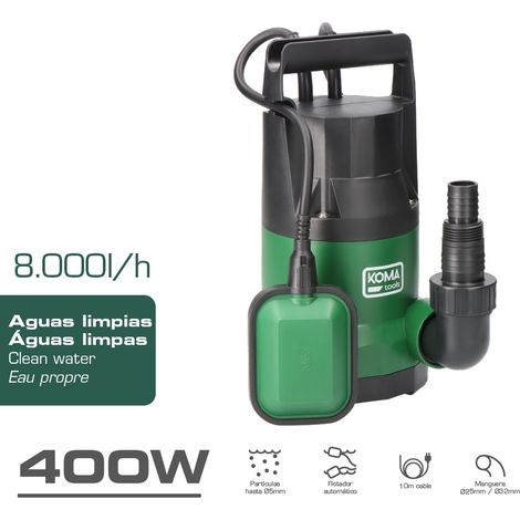 BOMBA PARA EXTRACCION DE AGUA LIMPIA 400W 17x30cm KOMA TOOLS (1/5)