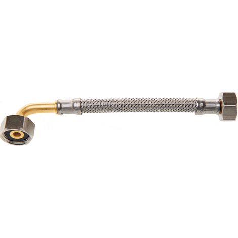 Flexible Tressé Inox Coudé série PLUS - Sanitaire - Tuyau Ø8mm avec joint - Femelle/Femelle 15x 21 - 1000mm