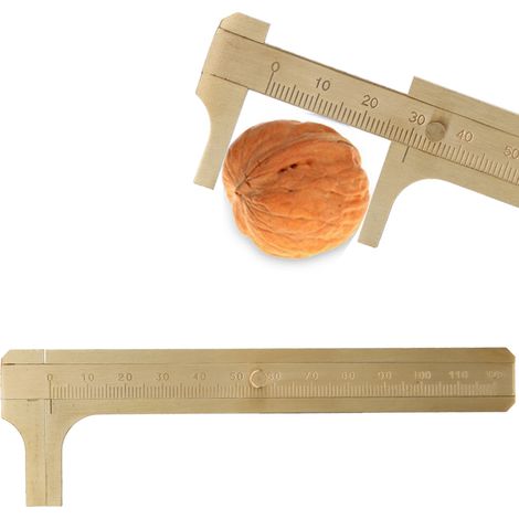 Pied à coulisse en laiton, outil de mesure de bracelet en bois de noyer, pied à coulisse pour tester les bijoux, 12 cm. (1/5)