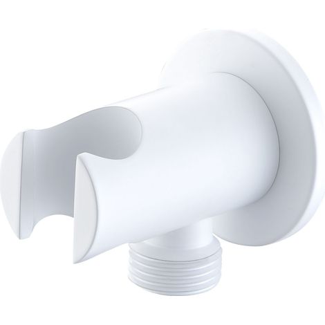 IMEX Duschhalter rund mit Wasseranschluss Stahl-Messing mattweiß Imex-SFD002-BL