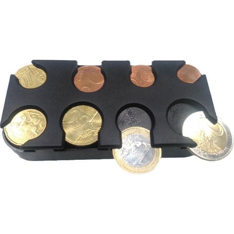 Coin Organizer - Euro Storage Box with 8 Compartments - for Car Handbag - Black MUMU (1/4)