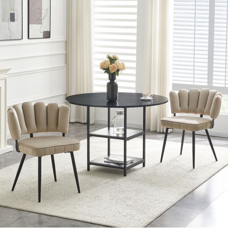 Set tavolo e sedie rotonde 107 cm con vano portaoggetti, 2 posti, nero HAVRYA (1/5)