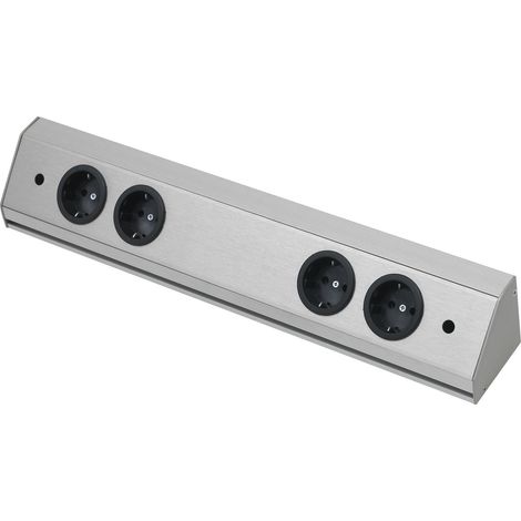 Steckdosenleiste Corner Compact 230 V, max.3500 Watt, L 560 mm, Edelstahl Effekt