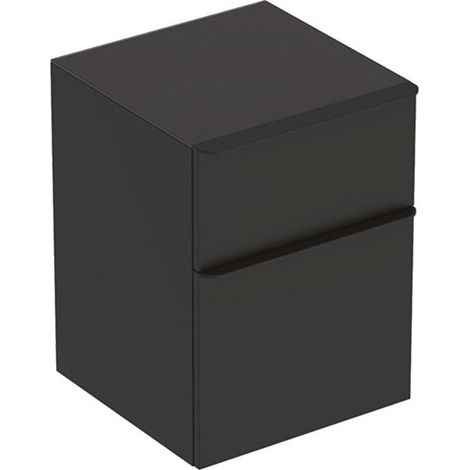 Meuble latéral bas Geberit Smyle Squareavec deux tiroirs: Largeur 45cm, Hauteur 60cm, Profondeur 47cm, gris velouté / laqué mat, gris velouté / thermopoudré mat