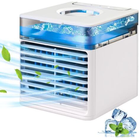 Climatiseur portable refroidisseur d'air – Ventilateur USB réglable – Humidificateur personnel puissant pour bureau et chambre – Compact et léger (1/5)